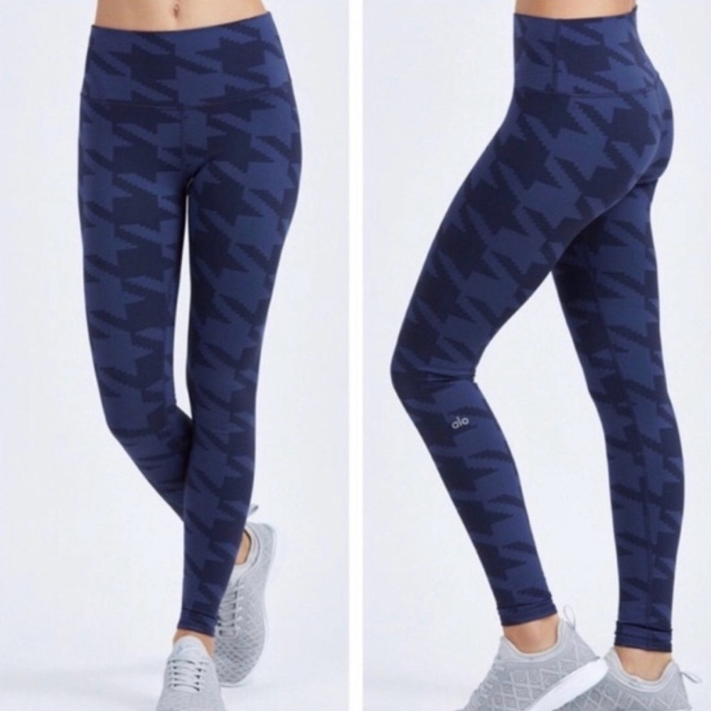 Alo Yoga Navy Blue Houndstooth Full Lenght Leggings Size XS